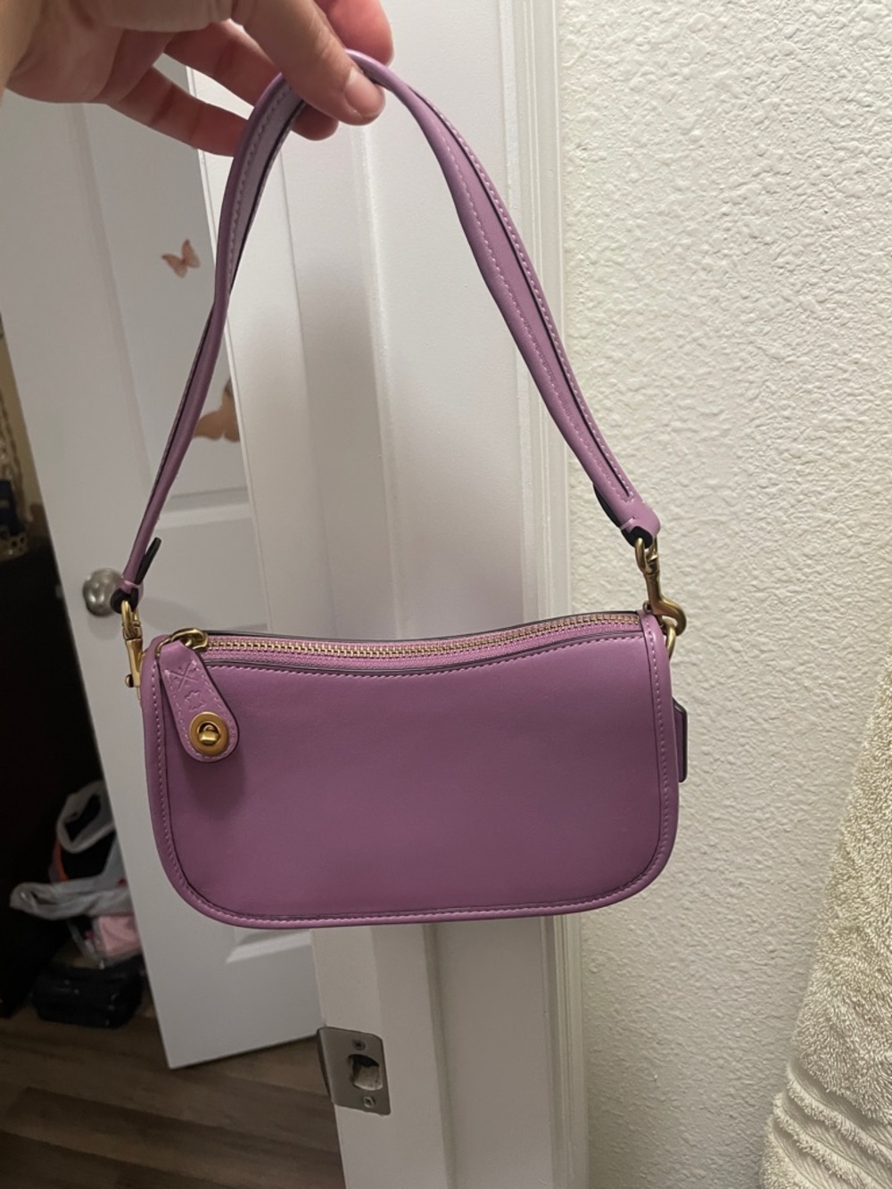 Coach Lavender Shoulder Bag with Gold Hardware